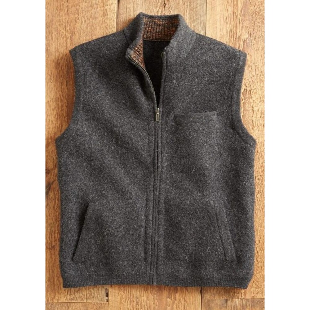 Novica Andean Holiday Men's Boiled Alpaca Wool Travel Vest Size L